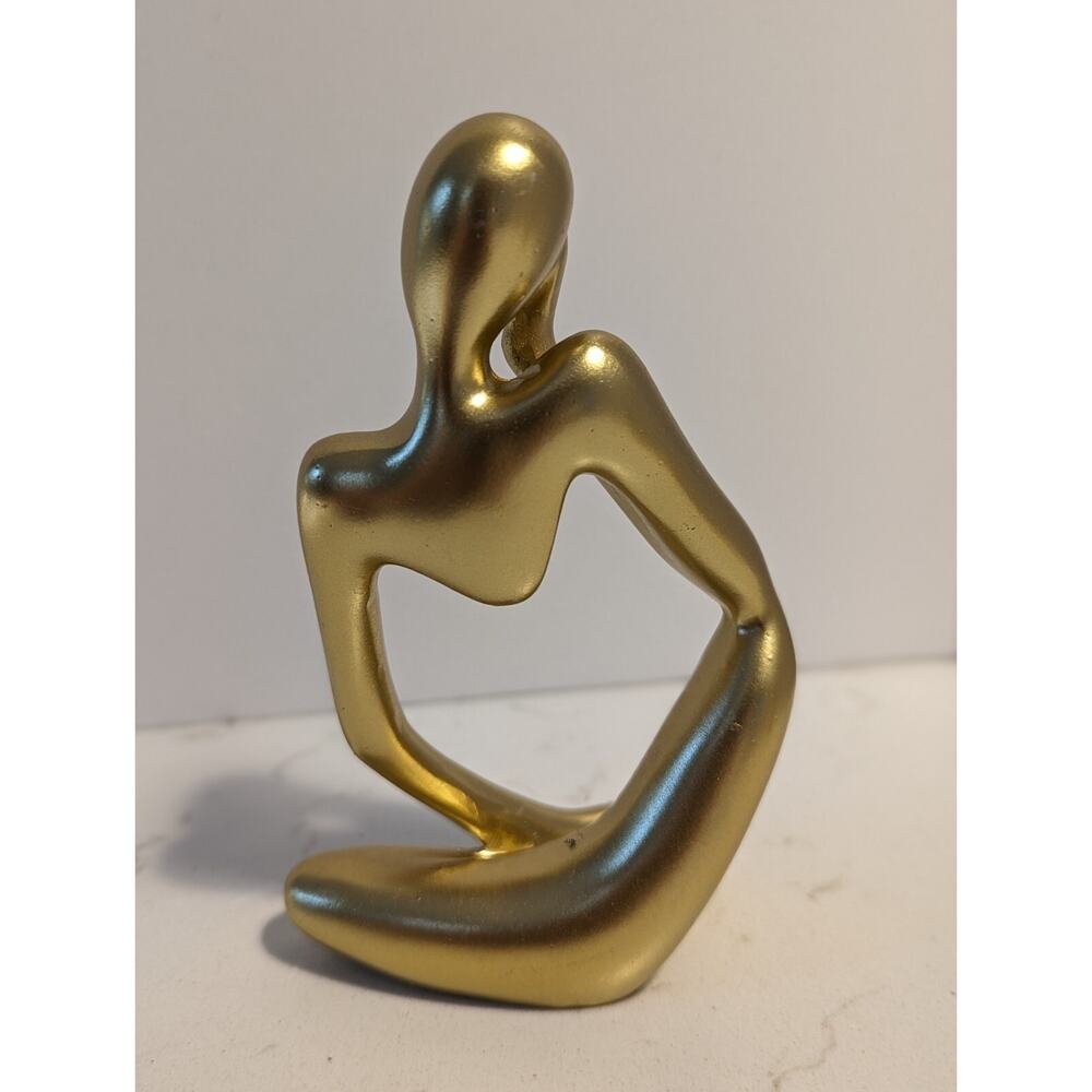 3 Gold Thinker Statues Abstract Art Decor Modern Collection Minimalist - Picture 6 of 13
